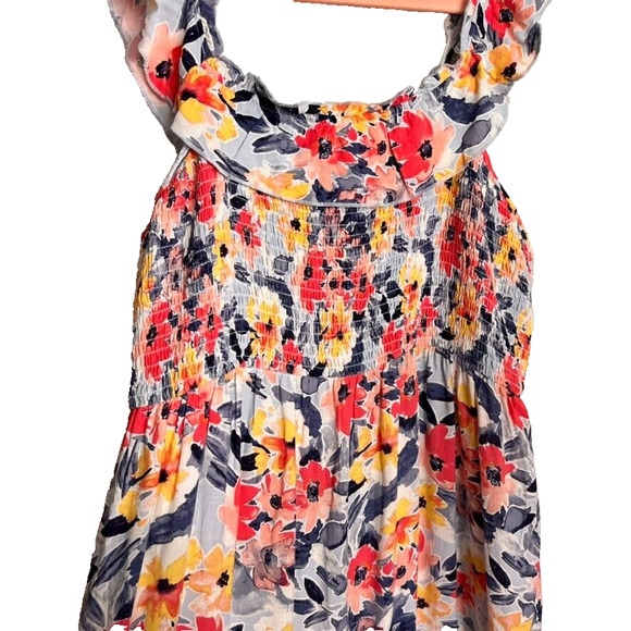 Isabel Maternity Dress Womens Size L Ruffle Sleeve Smocked Floral Maxi Tiered - Picture 6 of 11